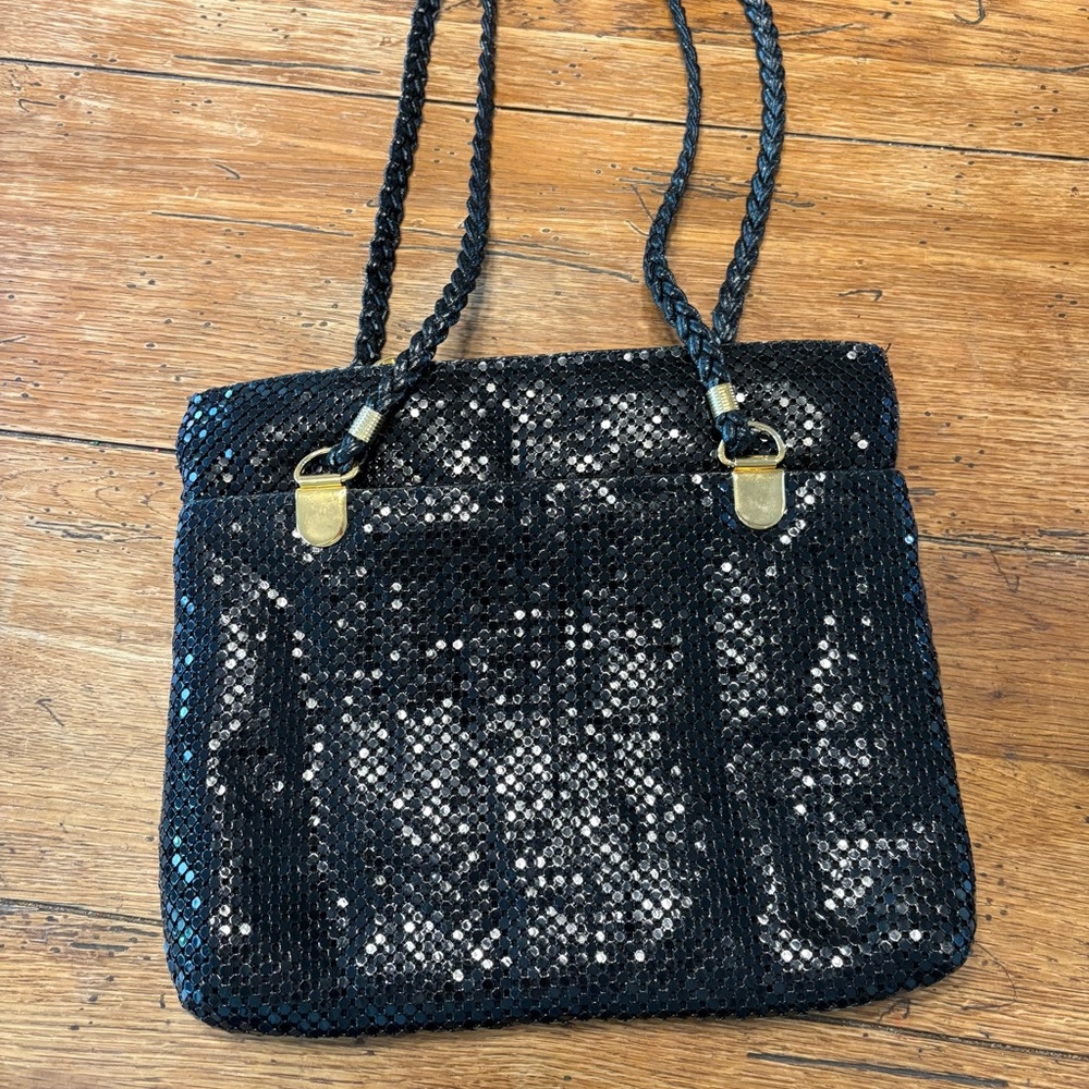VTG Y2K -Black Shiny Disco Ball Baddie Metal ChainMail Sequin Shoulder Bag